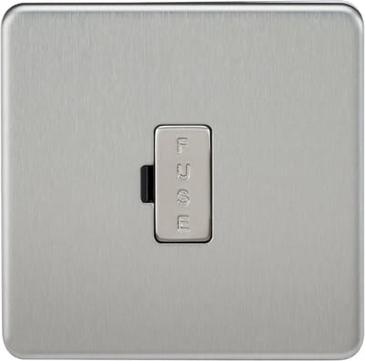 Schroefloze Steekzekering - Gefuseerde Eenheid - Apparaat Beveiliging - Ultra-Slim Ontwerp - 87.5 x 87.5 mm - Geborsteld Chroom