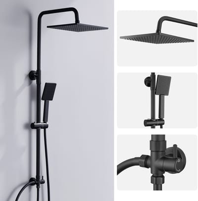 DERW Max Douchesysteem Met omstelling - Regendouche - 109 cm Stang - Zwart