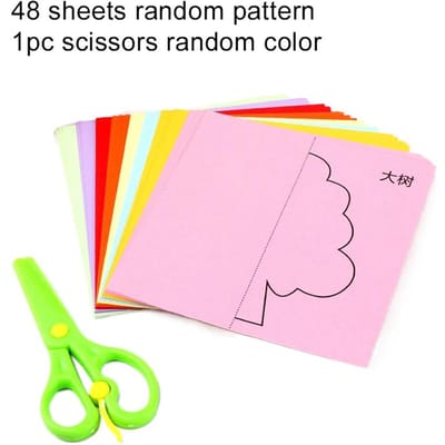 48/96 feuilles Découpages Papier Papier Coloré Dessin Animé Bureau Fournitures Culturelles Salle de Classe d'Art Papier Kirigami Récompenses Étudiants TMZ