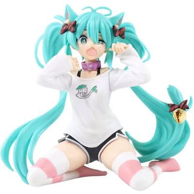 Hatsune Miku Desktop Schattige Actiefiguur 11cm Neko T-shirt Versie. Anime Figuur Kawaii Meisje Model Speelgoed Cadeau white