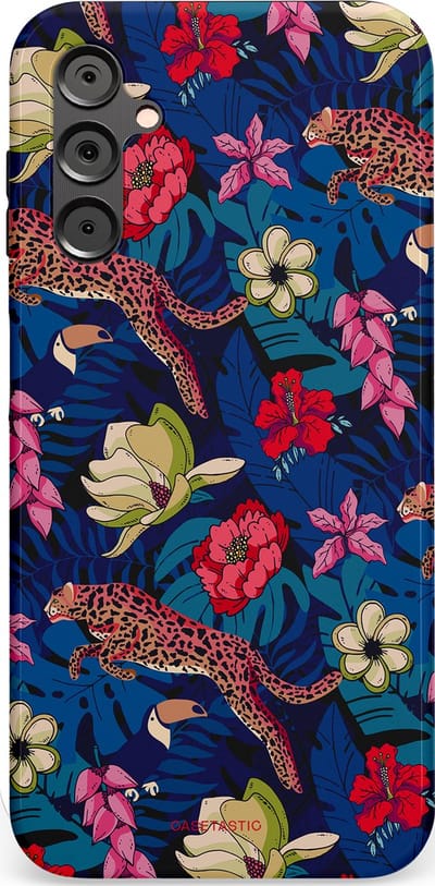 Casetastic Hoesje Geschikt voor Samsung A14 (5G/4G) - Stijlvolle Beschermende Duo-layer Case - Jungle parade