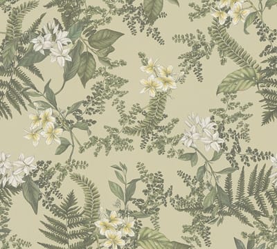VARENS EN BLOEMEN BEHANG | Floraal - Groen Groen Wit Geel - Living Walls Drawn Into Nature