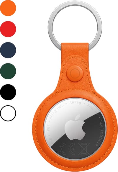 Hoesje Geschikt voor Apple AirTag 2 Sleutelhanger Hoes - Hoesje Geschikt voor Apple AirTag 2e generatie Hoesje Hanger Case Leder Look Sleutelhanger - Oranje