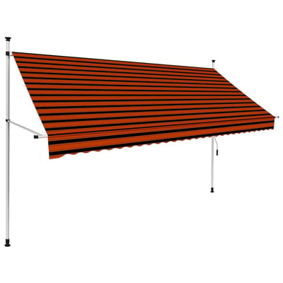 vidaXL - Luifel - handmatig - uittrekbaar - 300 - cm - oranje - en - bruin