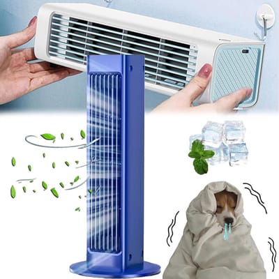 Draagbare Airco - Luchtkoeler Ventilator - Persoonlijke Koeling - 3 Snelheden Stille Werking - Tot 24u Batterij - Blauw