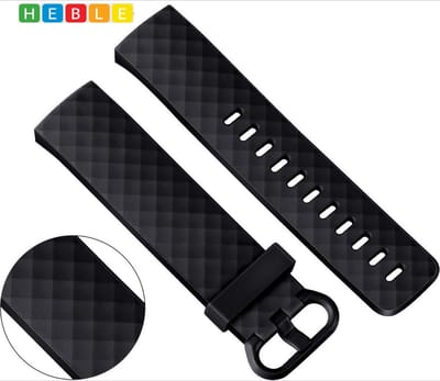 *** Siliconen Sportbandje Maat S geschikt voor Fitbit Charge 3 & 4 - Zwart - Vervang Bandje - van Heble® ***