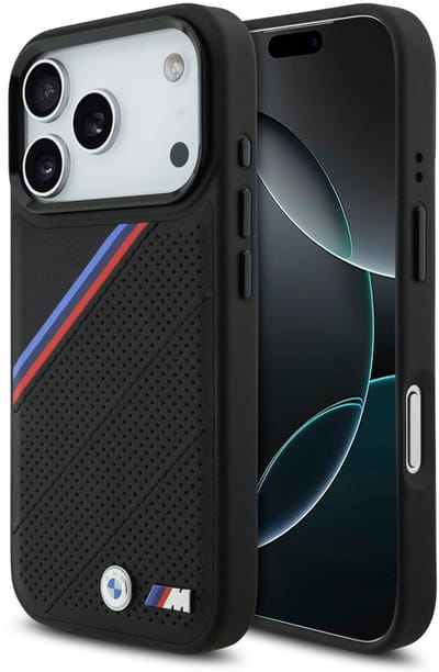 BMW Backcase hoesje geschikt voor iPhone 17 Pro - Effen Zwart - Kunstleer