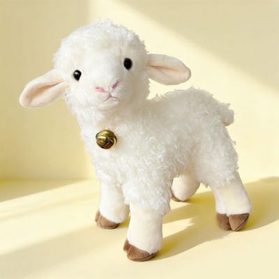Schattige Witte Gehoorzame Lammetjes Pluche Speelgoed Realistische Schapen Met Een Bel Pluche Poppen Baby Speelgoed Verjaardagscadeaus Voor Kinderen Woondecoratie