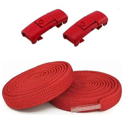 2 paar elastische veters zonder strikken, schoenveters met druksluiting, sneaker voor kinderen en volwassenen, 8 mm brede platte schoenveters voor schoenen 100cm rood