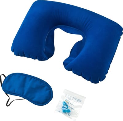 Princess Traveller - 3-delige Travelset - Oogmasker - Earplugs - Kussen - Blauw - Reisset