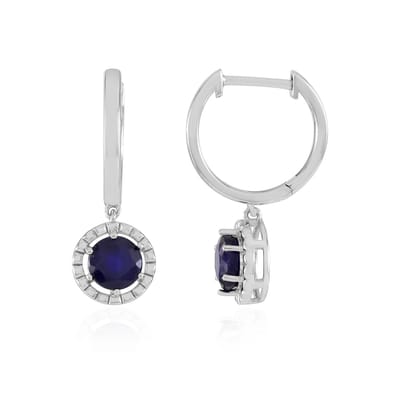 Cavill - Blauwe Saffier Oorbellen - 925 Sterling Zilver Gerhodineerd - Madagaskar Saffieren 2.07 ct - Ronde Edelstenen - Elegante Luxe Oorbellen
