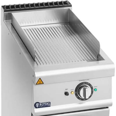 Elektrische grillplaat - 5,4 kW - geribbeld - onderkast - 40 x 70 cm - Pro 730 Serie - Royal Catering RCEG-40/700CG