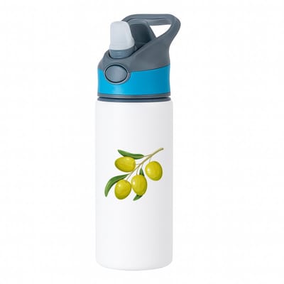 Hacebo® - Olijven waterfles met rietje blauw - Fruitschaal - Fruit liefhebbers - mediterane vrucht - gezond eten - water fles - 650ML