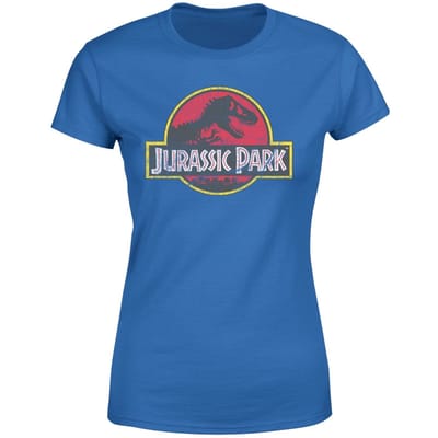 Jurassic Park Logo Vintage Women's T-Shirt - Blue - XXL