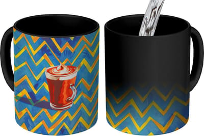 Magische Mok - Foto op Warmte Mokken - Koffiemok - Mok - Koffie - Zigzag - Slagroom - Magic Mok - Beker - 350 ML - Theemok