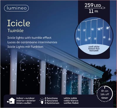 Lumineo IJspegel verlichting - 259 led lampjes - koel wit - 1100 cm - kerstverlichting - ijspegels lichtsnoer