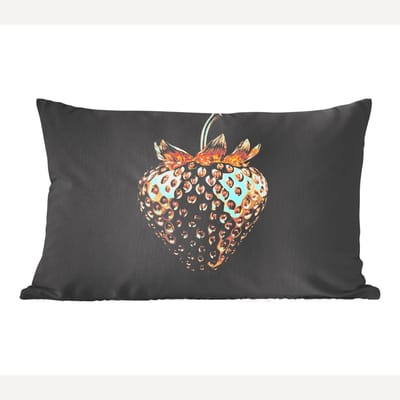 Sierkussens - Kussentjes Woonkamer - 60x40 cm - Aardbei - Goud - Zwart - Chrome