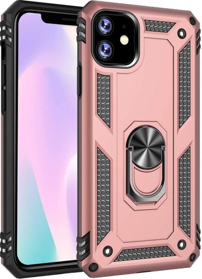 Ring Armor - Hoes met Kickstand Ring Geschikt voor: iPhone 11 Pro Max Rugged Ring Armor schokbestendige rose goud