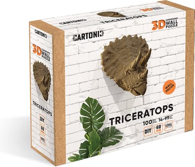 CARTONIC- Triceratops- Dinosaurus-3d puzzel- 3D- puzzelen-DIY- Kinderen en Volwassenen- decoratie- thuis- muurdecoratie- Ecologisch