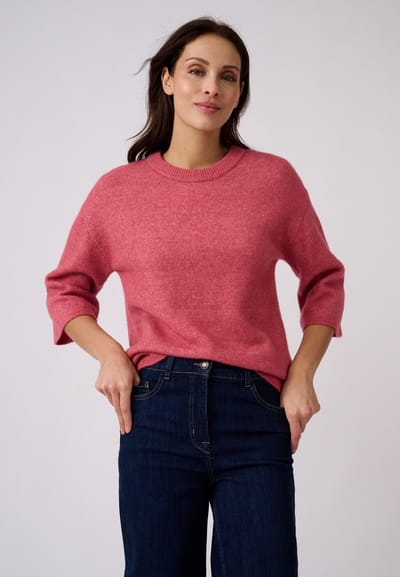Damart - Gebreide trui van wol en alpaca met wijde mouwen - Dames - Roze - XS