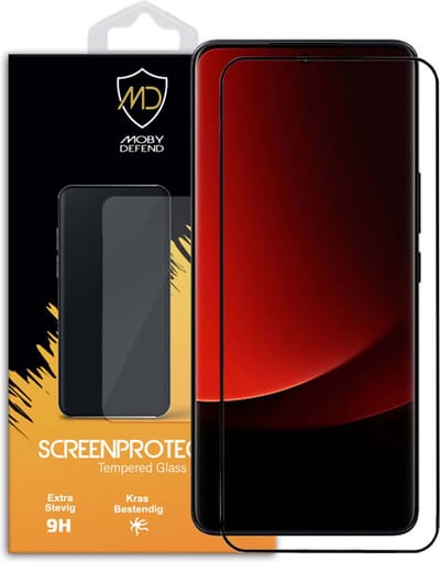 MobyDefend Screenprotector - Geschikt voor Xiaomi 13 Ultra - Screensaver Met Zwarte Randen - Gehard Glas