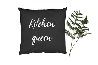 Sierkussens - Kussentjes Woonkamer - 40x40 cm - Quotes - Kitchen Queen - Vrouwen - Inductiebeschermer - Inductie Kookplaat