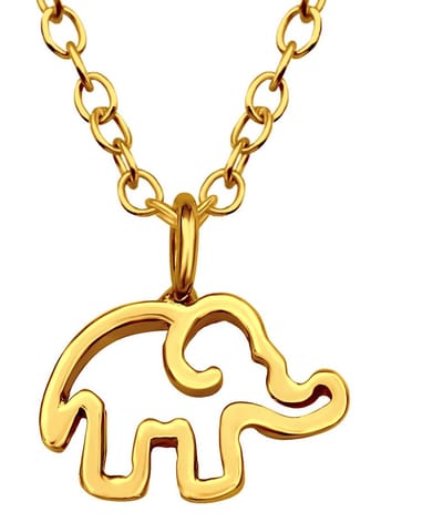 Joy|S - Zilveren olifant hanger met ketting 39 cm (extra oogje op 36 cm - gold plated - voor kinderen - goudkleur