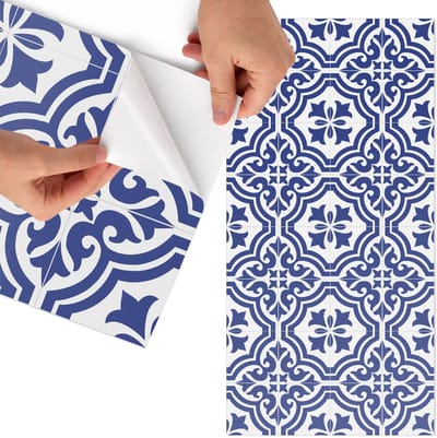 Tulup Meubelfolie - Blauw patroon Wrapfolie Keuken - 65x130 cm - Blauw Meubelfolie - Decoratiefolie Zelfklevend - Klassiek Meubelfolie - Meubelfolie Zelfklevend - Badkamer decoratie - Achtergronden en patronen