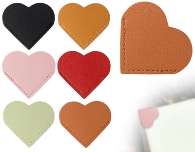 Dailygoods- Bladwijzers 6 Stuks - Handgemaakte Hoekbladwijzers - Leer Hart Bladwijzers - Creatieve Boekenleggers - Boek Accessoires - Kleurrijke Ontwerpen - Boekenlegger