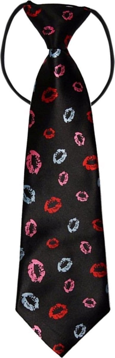 Fako Fashion - Kinderstropdas - Kinder Stropdas - Jongens Stropdas - Das - Print - Elastiek - Kusjes Zwart
