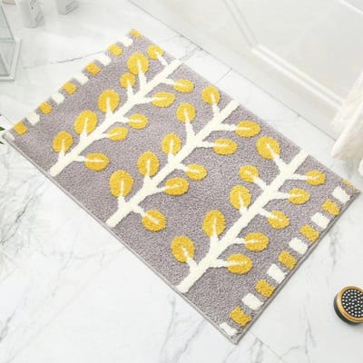 Antislip Vloermat Nieuwste Bladpatroon Stijl Zachte Badkamermat Kwaliteitsniveau Huisdecoratie Absorberend Slaapkamer Hal Toilet Kleed Badmat yellow