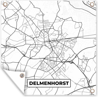Tuin poster Delmenhorst - Kaart - Plattegrond - Stadskaart - 200x200 cm - Tuindoek