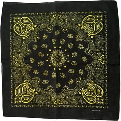 Fako Fashion - Paisley Bandana - Two Tone Black - 2-Kleurig - Zwart-Geel