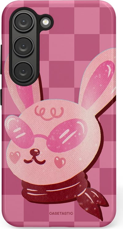Casetastic Hoesje Geschikt voor Samsung S23 - Stijlvolle Beschermende Duo-layer Case - Luxe konijntje