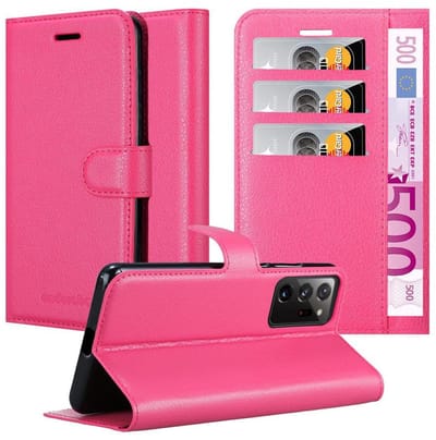 Cadorabo Hoesje geschikt voor Samsung Galaxy NOTE 20 PLUS in KERSEN ROZE - Beschermhoes met magnetische sluiting, standfunctie en kaartvakje Book Case Cover Etui