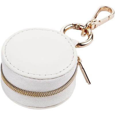 Mini Boîte à Bijoux Ronde Portable Cadeaux Minimalistes Étui de Rangement pour Bijoux Porte-clés Sac de Voyage Sac à Pendentif Accessoires blanc