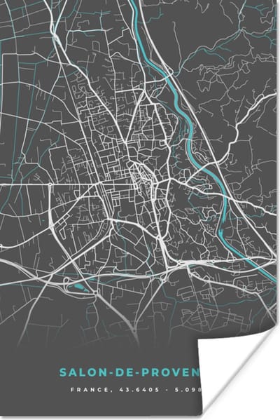 Poster Salon-de-Provence - Stadskaart - Kaart - Plattegrond - Frankrijk - 120x180 cm XXL