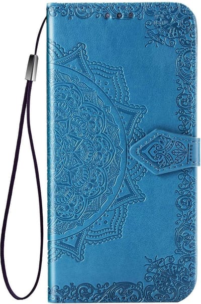 Geschikt voor Samsung Galaxy A50 Bookcase - Blauw - Bloemen - Portemonnee Hoesje