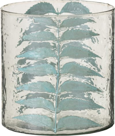 J-Line vaas Blad - glas - transparant/blauw - small - Ø 15 cm