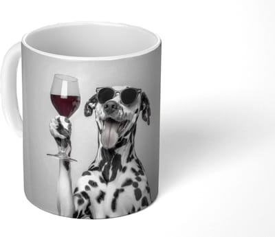 Mok - Koffiemok - Zonnebril - Dalmatiër - Wijnglas - Tong - Mokken - 350 ML - Beker - Koffiemokken - Theemok