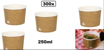 300x BIO kartonnen soepbeker 250ml composteerbaar bruin - soep salade beker eten festival thema feest