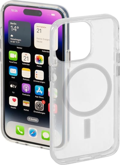 Hama MagCase Safety Cover Hoesje geschikt voor iPhone 14 Pro Max - Compatibel met Magsafe / Draadloos Laden - Transparant