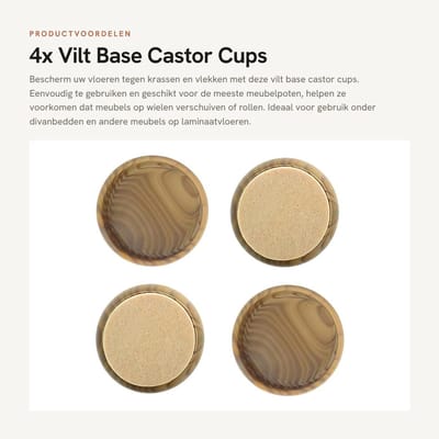 Dailygoods- Viltglijders Set van 4 - Zwenkbekken met Viltbodem - Antislip - Bescherming voor Houten/Laminaatvloeren - Lichtbruin - 4 mm Dikke Basis - Meubelglijders
