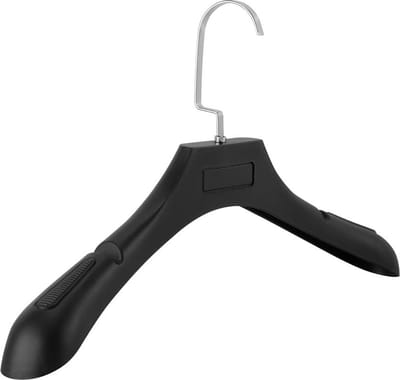 Intirilife kleerhangers in UNIVERSAL ZWART - 20 brede plastic kleerhangers met antislip oppervlak - Kleerhanger Kleerhanger Kostuumhanger Jashanger