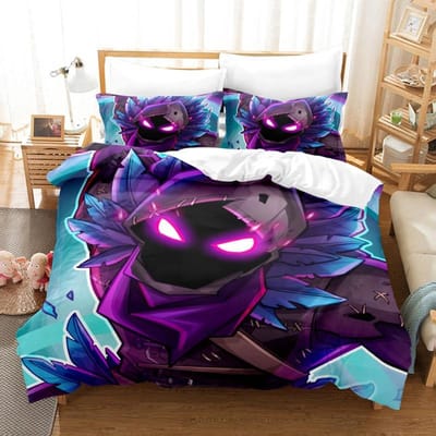 Ensemble de literie Fortnite Housse de couette Imprimé 3D Couvre-lit de chambre Literie 2/3 pièces Anime Dessin animé Décoration de chambre Cadeau de Noël pour enfants US Twin(172*218cm)3pcs