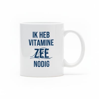330ml Witte Keramische Mok – Ik Heb Vitamine Zee Nodig | Strand & Zee Liefhebber Quote Beker, Zomer Cadeau