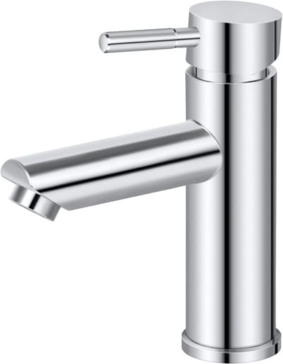 Stijlvolle RVS Mengkraan voor Badkamer Wastafel met Enkele Hendel en DE Standaard Slangen voor Warm en Koud Water
