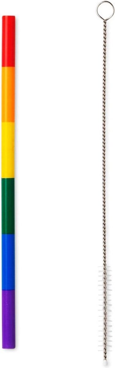 Regenboog Rietjes - Multicolor - 8 Stuks - Met schoonmaakborstel - Herbruikbaar - Cocktail - Party - Bar - Longdrink - Straw - Rietjes - LHBTQ - Pride Month