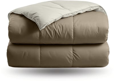 Zelesta Deluxe Duo Dream Taupe & Cream 200x200 - Dekbed zonder overtrek - Eco Cloud vulling - Wasbaar hoesloos dekbed - Vaste overtrek - Percal katoen dekbed - All Year Winterdekbed & Zomerdekbed