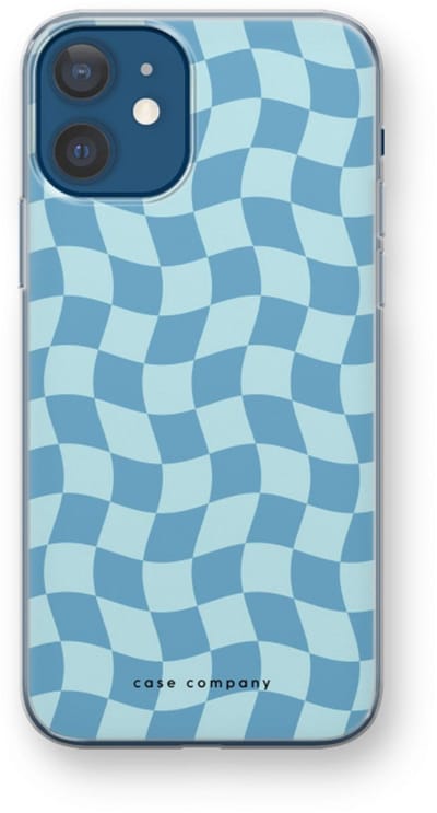 Case Company® - Hoesje geschikt voor iPhone 12 mini hoesje - Grid Blauw - Soft Cover Telefoonhoesje - Bescherming aan alle Kanten en Schermrand